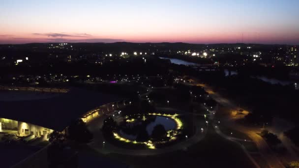 Downtown Austin Texas Drone Long Center Night — Vídeo de Stock