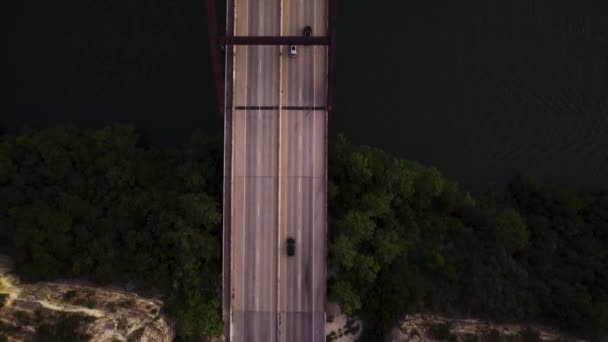 Pennybacker Bridge Overlook Austin Texas Drone Footage Cars Driving — Vídeo de Stock