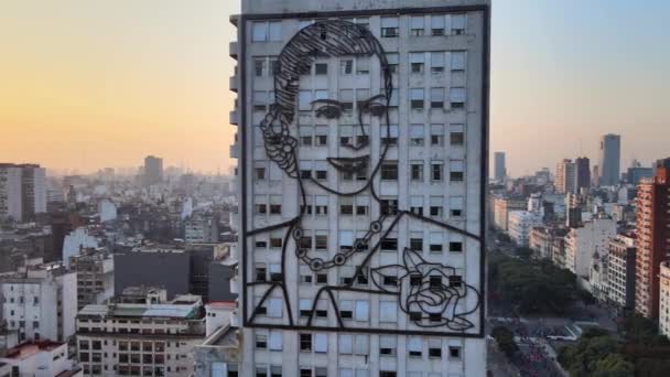 Gran Imagen Acero Eva Pern Lado Edificio Buenos Aires — Vídeos de Stock