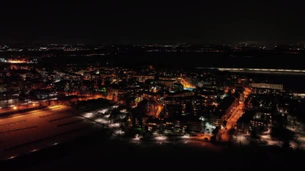 Aerial View Lauttasaari Cityscape Helsinki Dark Winter Evening Finland Tracking — Stockvideo