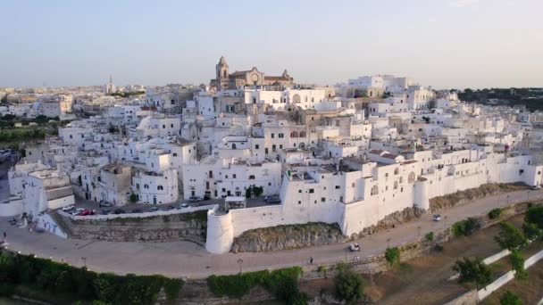 Aerial Ostuni White Town Apulia South Italy — Video