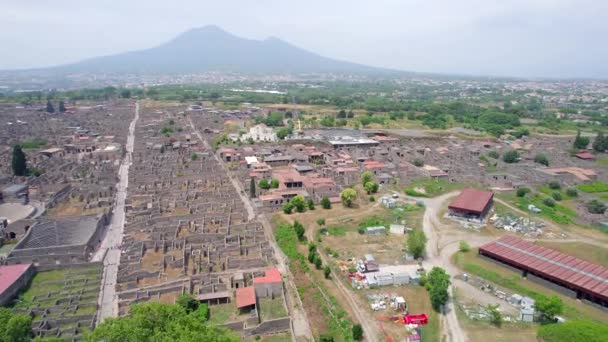 Aerial Ancient Ruins Pompeii Italy — Stok video