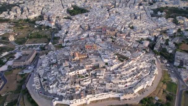 Aerial Ostuni White Town Apulia South Italy — Stockvideo