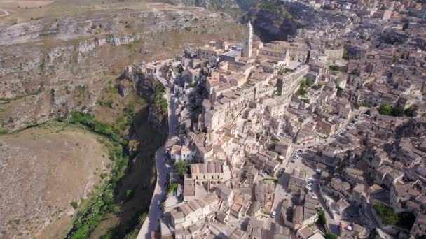 Aerial Sassi Matera Basilicata South Italy — Vídeos de Stock