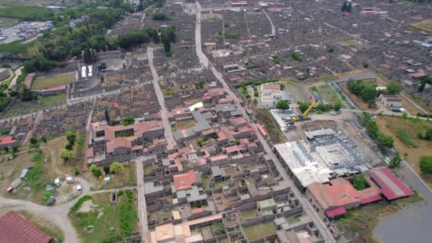 Aerial Ancient Ruins Pompeii Italy — Stock video