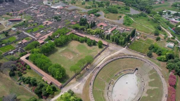 Aerial Ancient Ruins Pompeii Italy — ストック動画