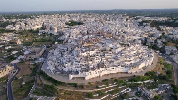 Aerial Ostuni White Town Apulia South Italy — Stok video