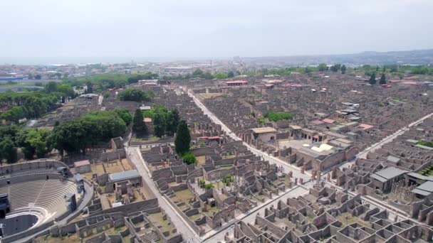 Aerial Ancient Ruins Pompeii Italy — Stock videók