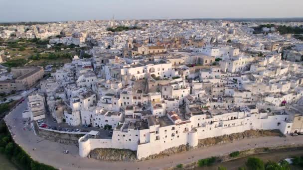 Aerial Ostuni White Town Apulia South Italy — Vídeos de Stock