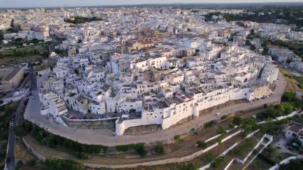 Aerial Ostuni White Town Apulia South Italy — Stock video