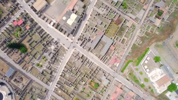 Aerial Ancient Ruins Pompeii Italy — Stock Video