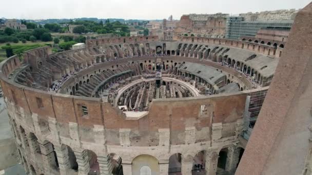 Aerial Του Κολοσσαίου Και Κέντρο Της Ρώμης Ιταλία — Αρχείο Βίντεο