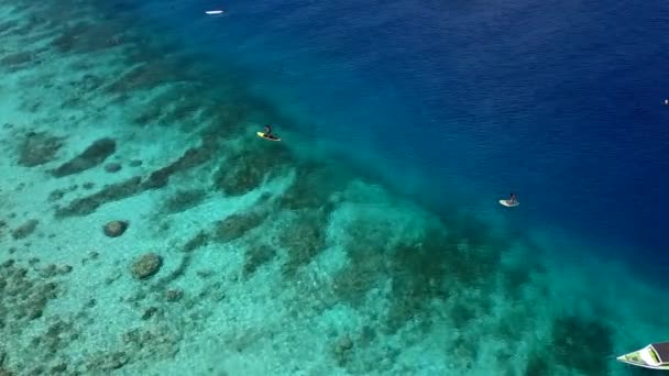 Transparent Turquoise Water Reef Edge Sea Bottom Beautiful Aerial View — Αρχείο Βίντεο