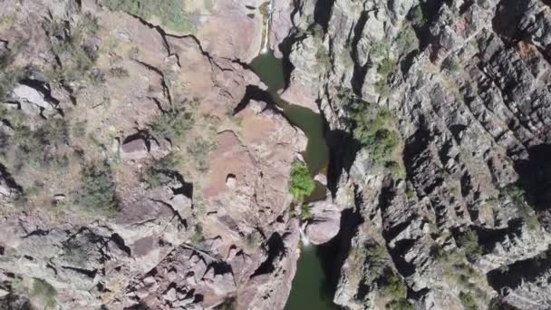 Arizona Drone Video Waterfall Creek Top Shot Water Cactus Box — Stockvideo