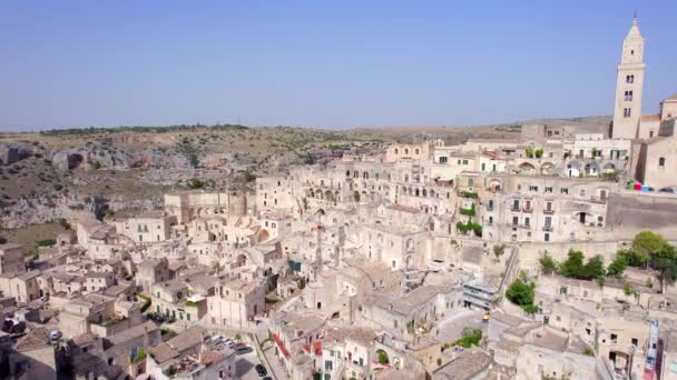 Aerial Sassi Matera Basilicata South Italy — Stockvideo