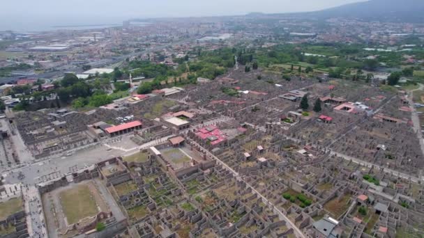 Aerial Ancient Ruins Pompeii Italy — Stok video