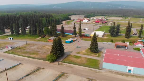 Drone Video Tanana Valley State Fairgrounds Fairbanks Alaska Sunny Summer — Stock videók
