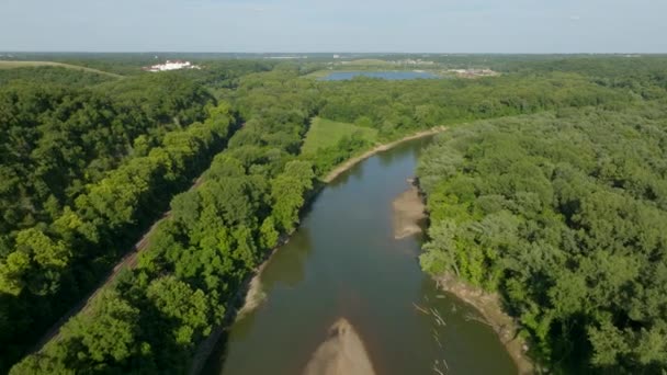 Flyover Meramec River Castlewood Park Louis Missouri Beautiful Summer Day — Vídeo de stock