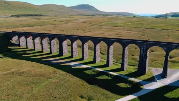 Aerial Drone View Ribblehead Viaduct Longest Third Tallest Structure Settle — Stock Video