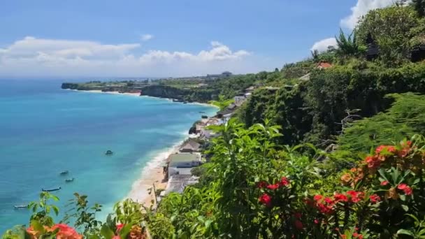 Bali Island Indonesia Breathtaking Tropical Coastline Dreamland Bingin Beach Overview — Stockvideo