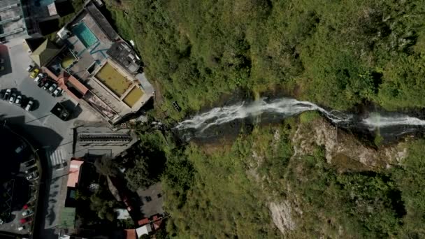 Vertical Shot Cascada Virgen People Swimming Public Pool Baos Agua — Stok video