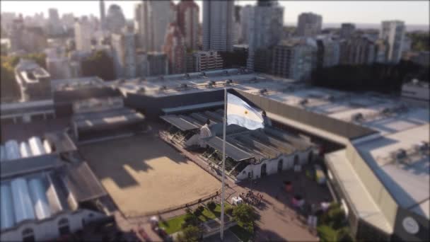 Argentinian Flag Waving Buenos Aires Rural Urban Park Slomo — Stok video