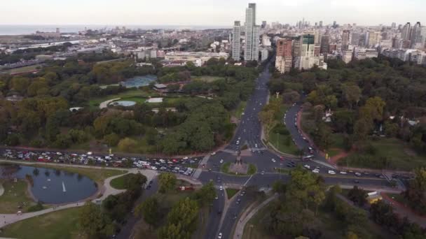 Palermo City Park Tráfico Peak Hour Conmutar Buenos Aires Aérea — Vídeo de stock
