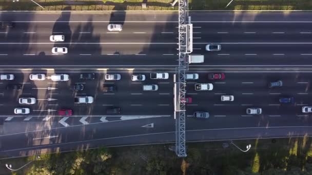 Vehículos Atascados Atasco Tráfico Autopista Buenos Aires Viajan Aéreo — Vídeo de stock