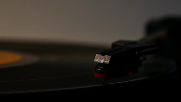 Jehla Stylus Vinylovém Záznamu Slabého Světla Tmavé Světelné Podmínky — Stock video