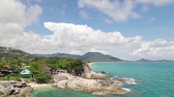 Beautiful Drone Footage Beach Unique Rock Features Hin Hin Yai — kuvapankkivideo