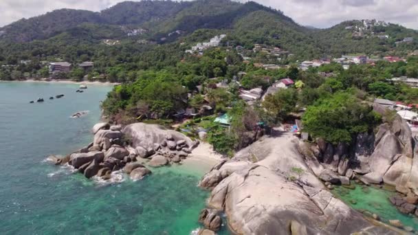 Beautiful Drone Footage Beach Unique Rock Features Hin Hin Yai — Wideo stockowe