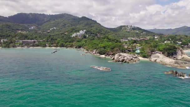 Beautiful Drone Footage Beach Unique Rock Features Hin Hin Yai — Video Stock