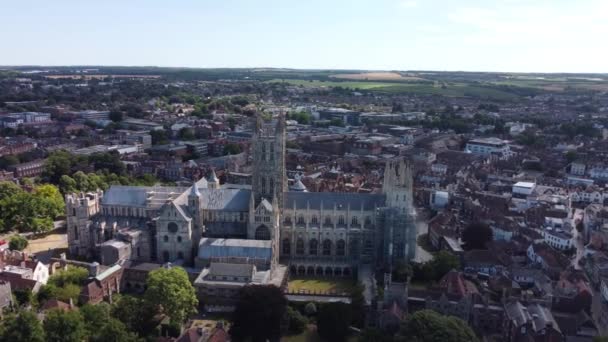 Wide Angle Shot Drone World Famous Canterbury Cathedral — Stok video