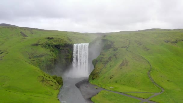 Skogafoss Waterfalls Iceland Drone Video Moving — Stok video