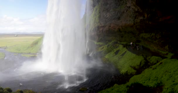 Wodospady Seljalandsfoss Islandii Filmem Wodospadami Zwolnionym Tempie — Wideo stockowe