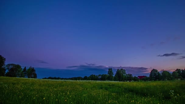 Cloudscape Bright Rainbow Appears Sunrise Wide Angle Countryside Time Lapse — Video