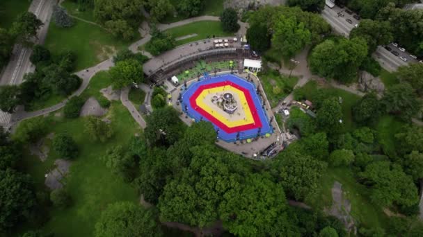 Vista Aérea Para Wollman Rink Verão Central Park Nyc Inclinação — Vídeo de Stock