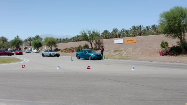 Video Cars Lining Race Track — Vídeo de Stock