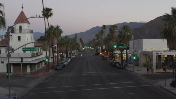 Aerial Video Evening Beautiful City Palm Spring Valley California Los — Stock video