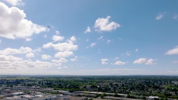 Airplane Leaving Vancouver International Airport Flying Richmond City British Columbia — Stockvideo