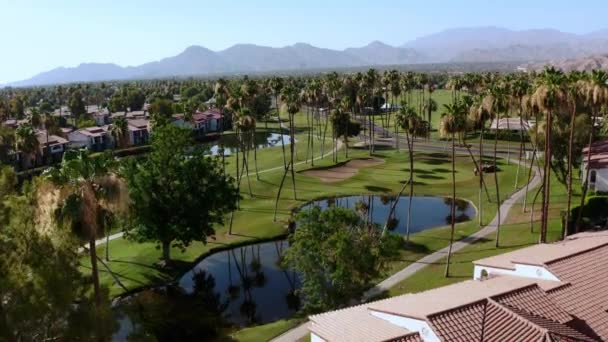 Aerial Video Lush Verdant Stunning City Palm Spring California Close — Vídeo de Stock