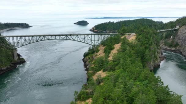 Drone Shot Whidbey Island Deception Pass State Park — Vídeos de Stock