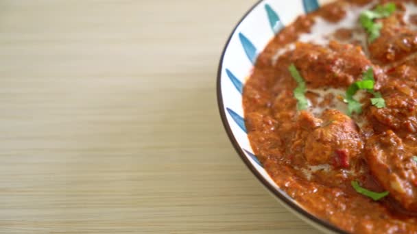 Kurczak Tikka Masala Pikantne Curry Mięso Jedzenie Indyjski Styl Żywności — Wideo stockowe