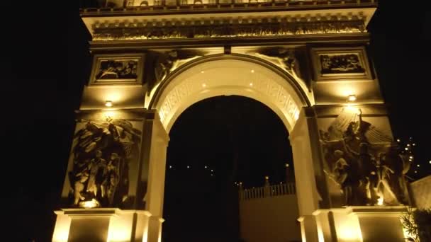 Paris Arc Triomphe Inspired Arch Evening Aerial Drone Flying — Vídeos de Stock