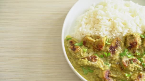 Afghani Chicken Green Curry Hariyali Tikka Chicken Hara Masala Rice — Stock Video