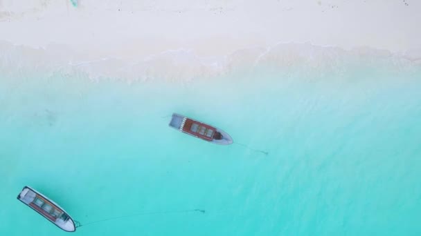 Nungwi Beach Zanzibar Tanzania Boats Indian Ocean Sunny Cloudy Day — 비디오