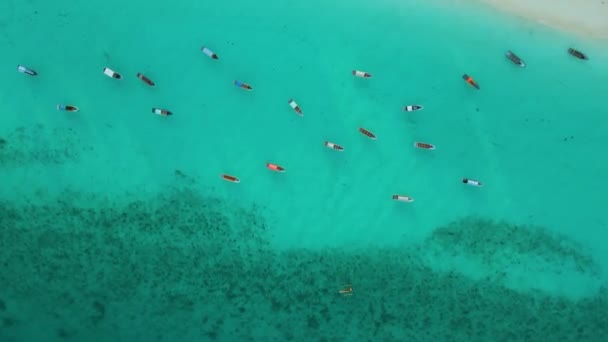 Nungwi Beach Zanzibar Tanzania Boats Indian Ocean Sunny Cloudy Day — Vídeo de Stock