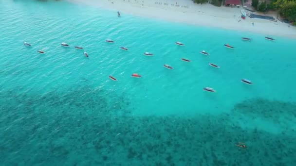 Nungwi Beach Zanzibar Tanzania Boats Indian Ocean Sunny Cloudy Day — Wideo stockowe