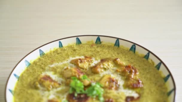 Pollo Afgano Curry Verde Hariyali Tikka Pollo Hara Masala Estilo — Vídeos de Stock