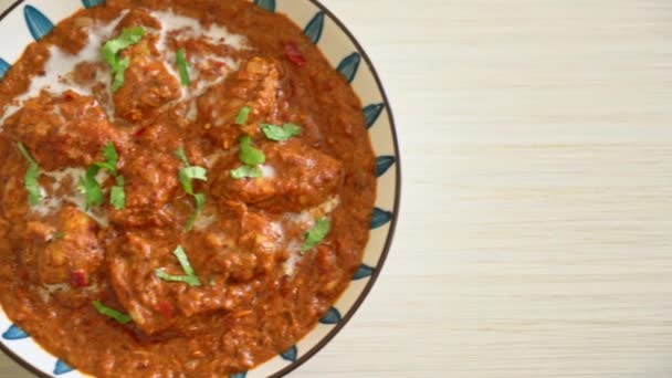 Csirke Tikka Masala Fűszeres Curry Hús Élelmiszer Indiai Étel Stílus — Stock videók